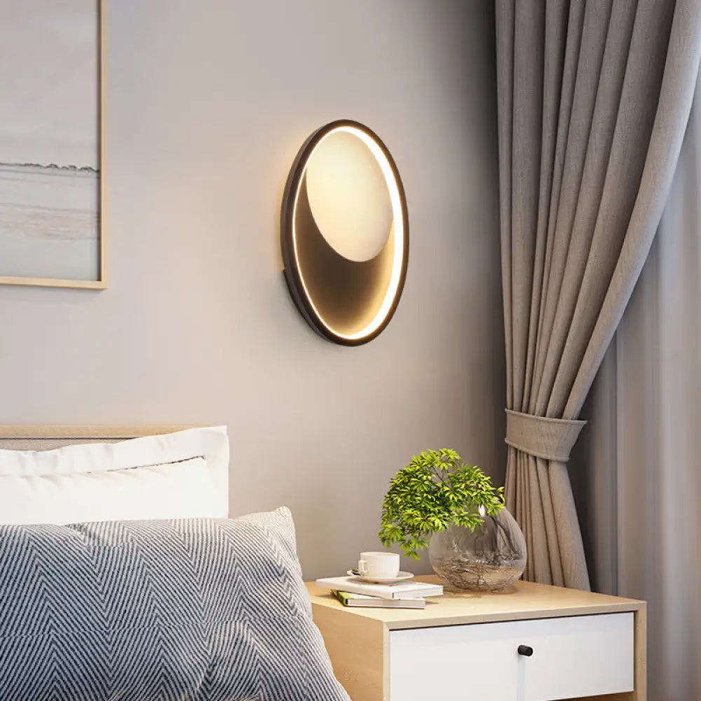DecorBites™ Modern Oval Wall Sconce Light - Acrylic White/Black LED Wall Lamp for Bedroom - Warm/White Light