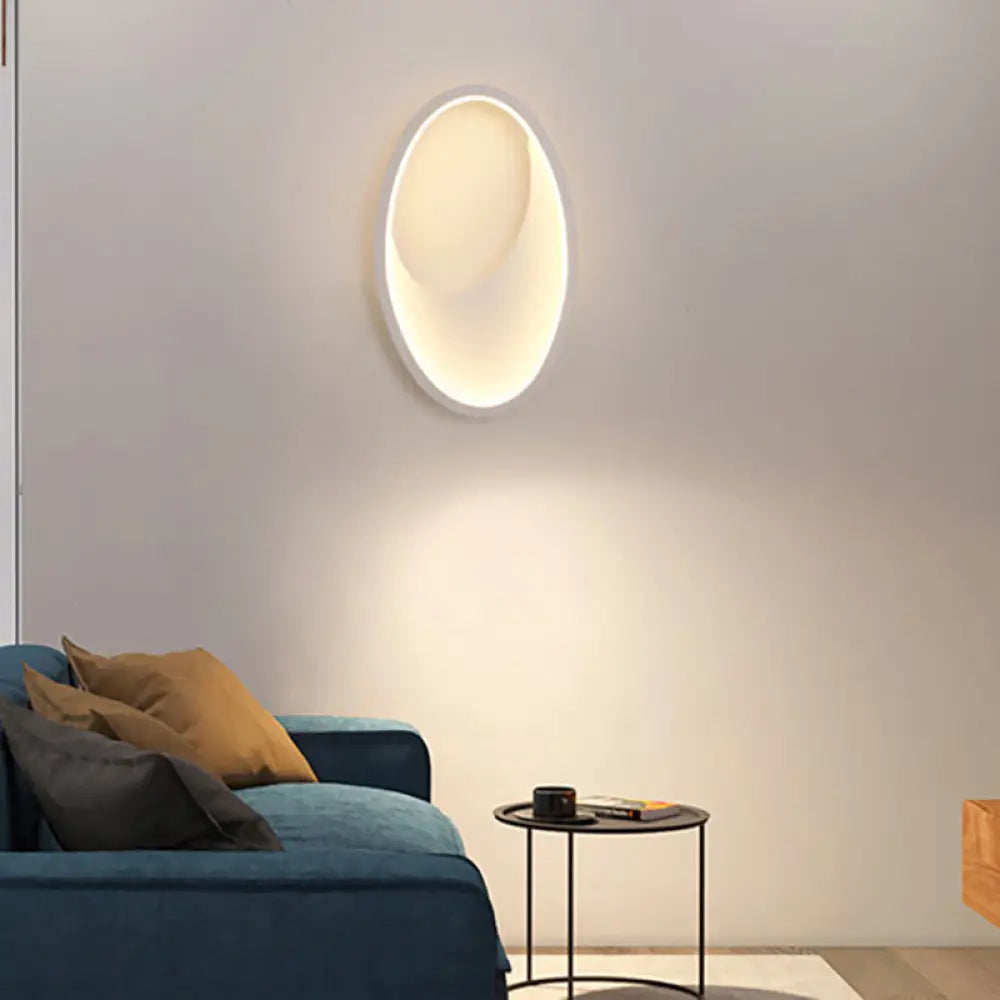 DecorBites™ Modern Oval Wall Sconce Light - Acrylic White/Black LED Wall Lamp for Bedroom - Warm/White Light