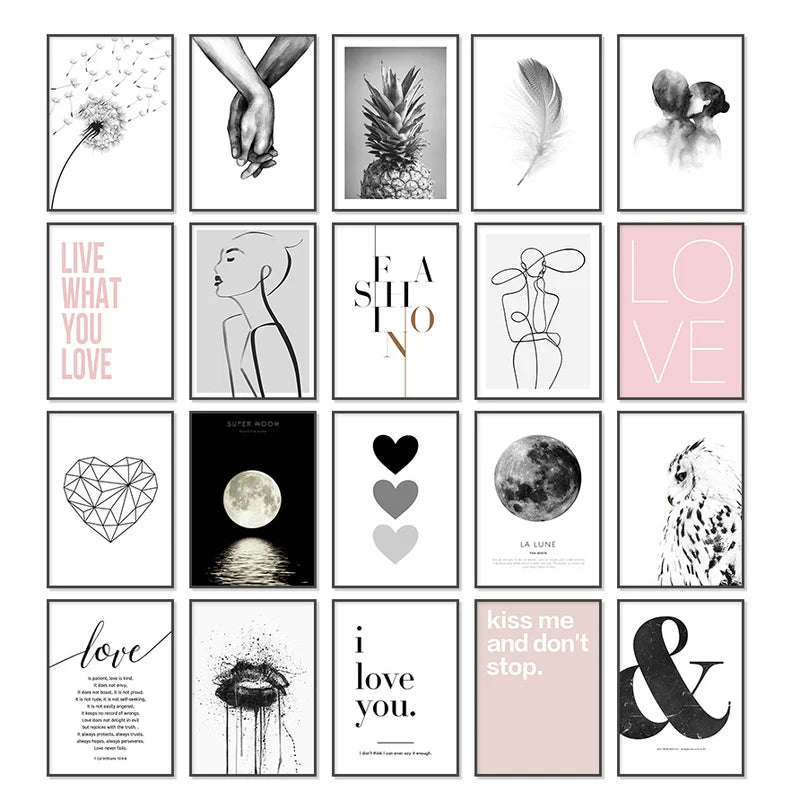 DecorBites™ Modern Pink Wall Art for Minimalist Bedroom
