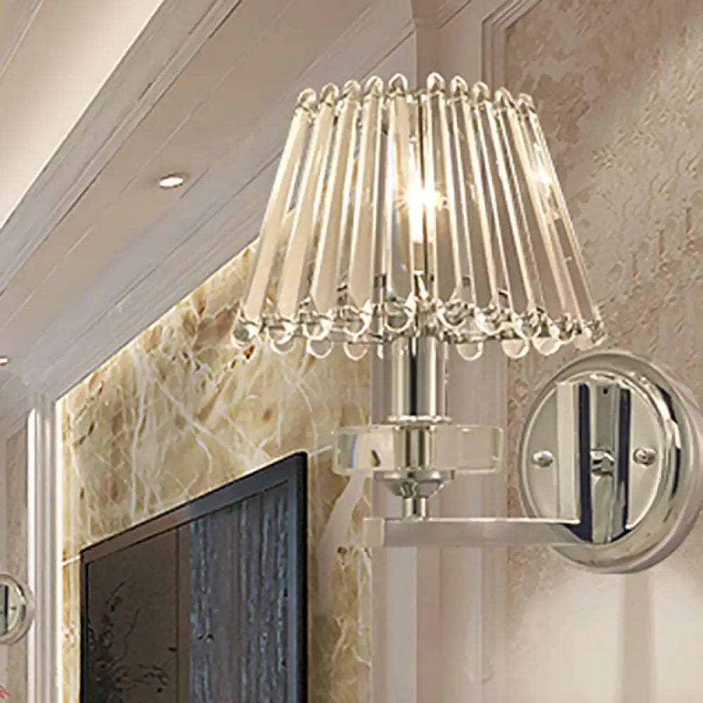DecorBites™ Modern Pyramid Crystal Wall Light with Chrome Finish for Living Room Décor