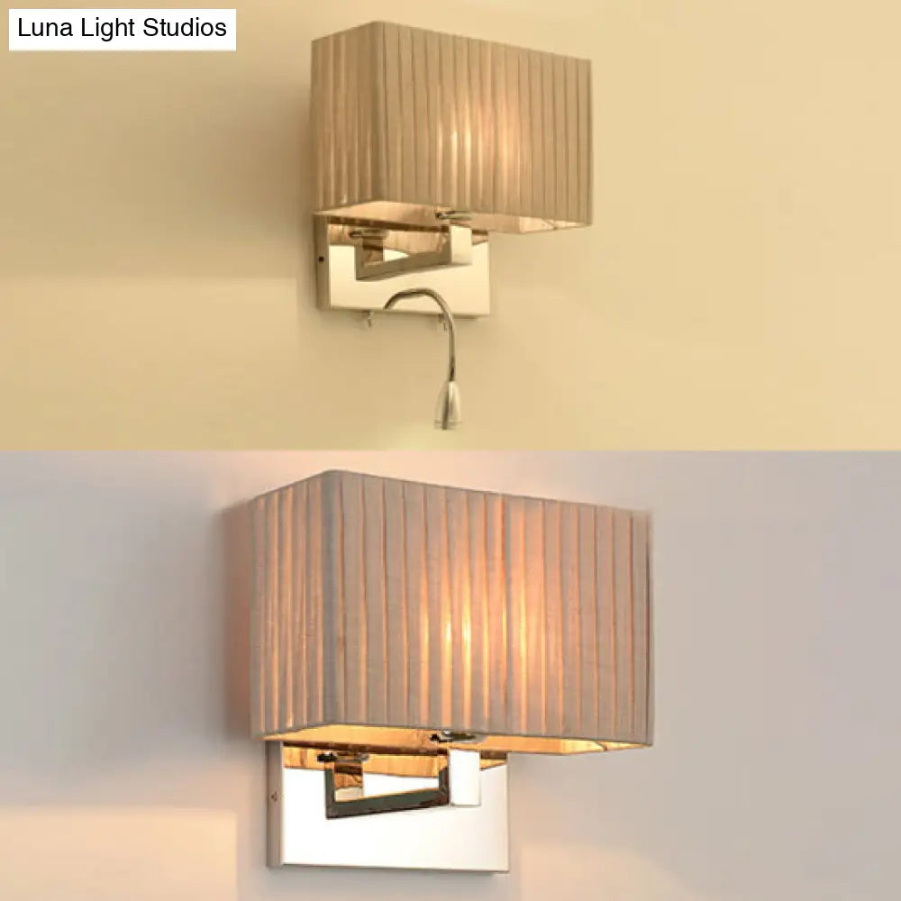 DecorBites™ Modern Rectangle Fabric LED Wall Sconce in Beige