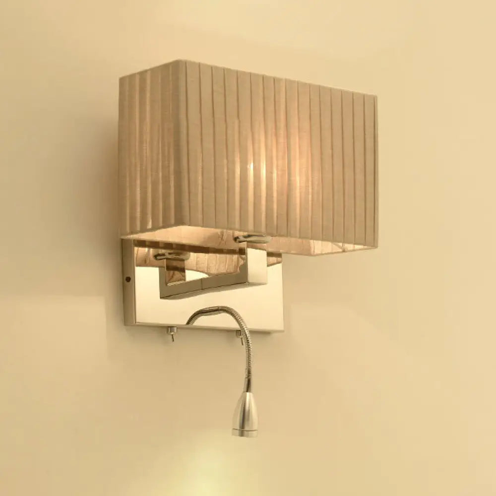 DecorBites™ Modern Rectangle Fabric LED Wall Sconce in Beige