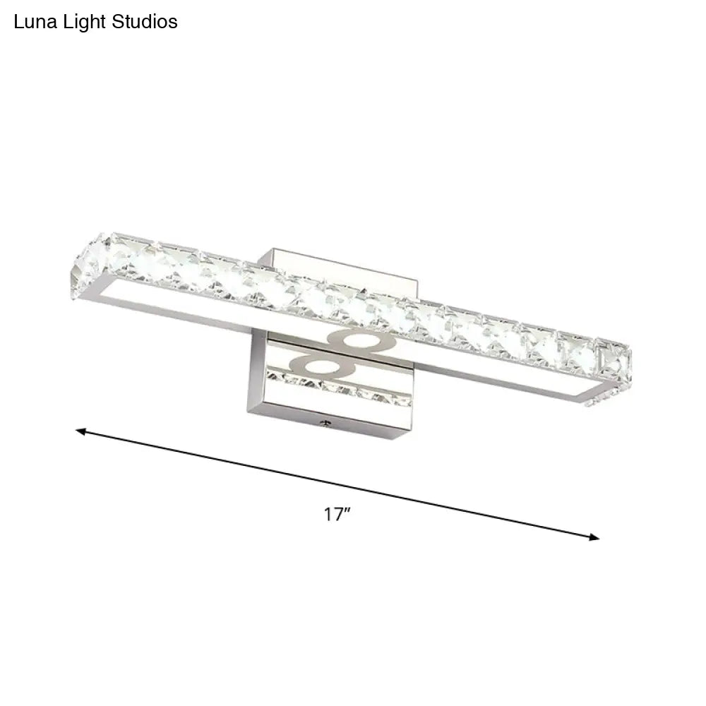 DecorBites™ Modern Rectangle Vanity Wall Sconce with Clear Crystal Integrated LED - Bathroom Wall Lamp