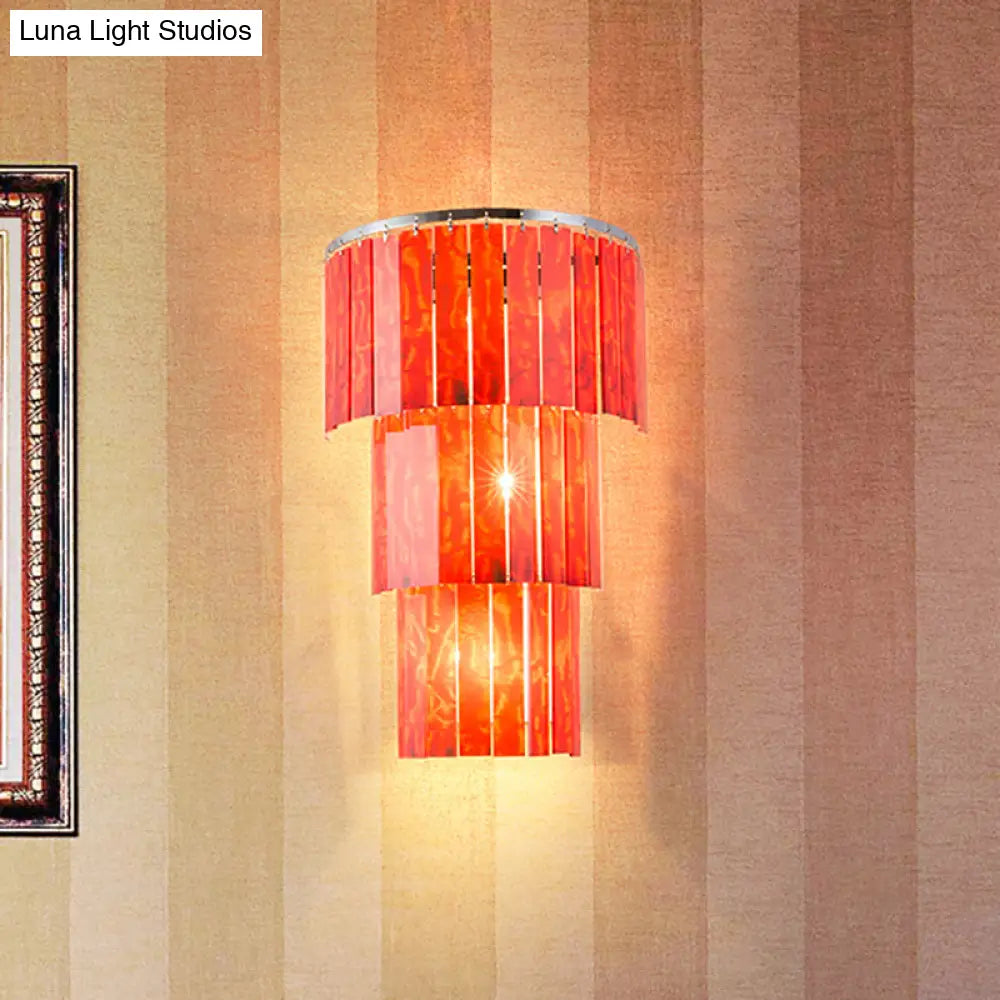 DecorBites™ Modern Red Prism Wall Sconce - 2-Light Acrylic and Steel Lamp for Living Room