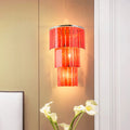 DecorBites™ Modern Red Prism Wall Sconce - 2-Light Acrylic and Steel Lamp for Living Room
