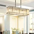 DecorBites™ Modern Restaurant Pendant Lamp: 3/4-Bulb Hanging Island Light with Crystal Rectangle Shade in Black/Gold