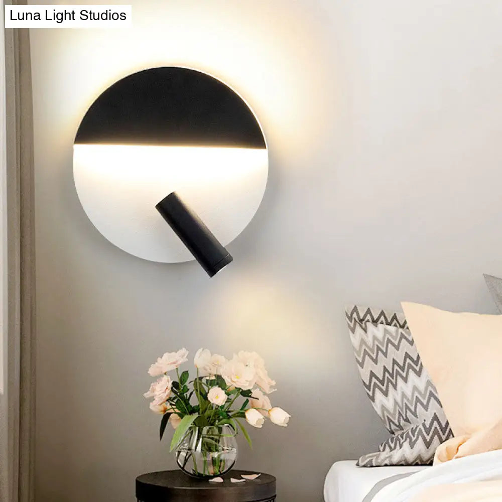 DecorBites™ Modern Round Wall Lamp - Black/White with LED Spotlight