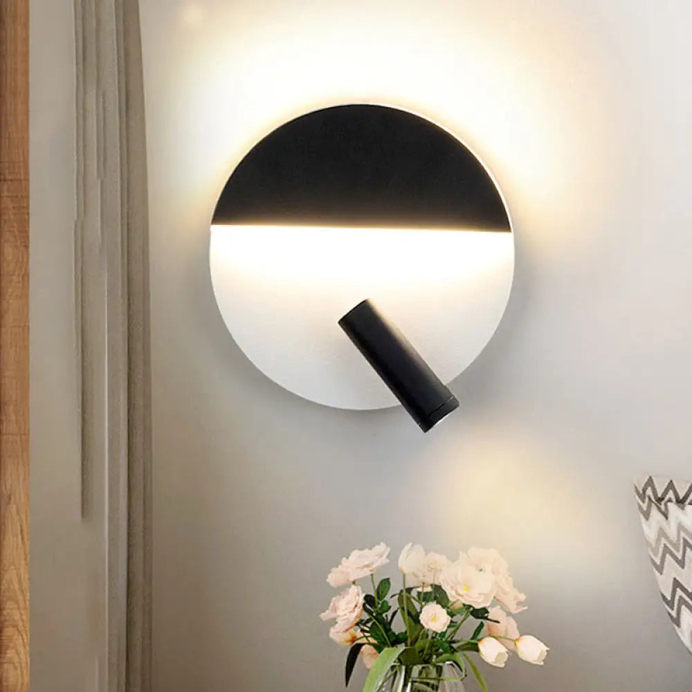 DecorBites™ Modern Round Wall Lamp - Black/White with LED Spotlight