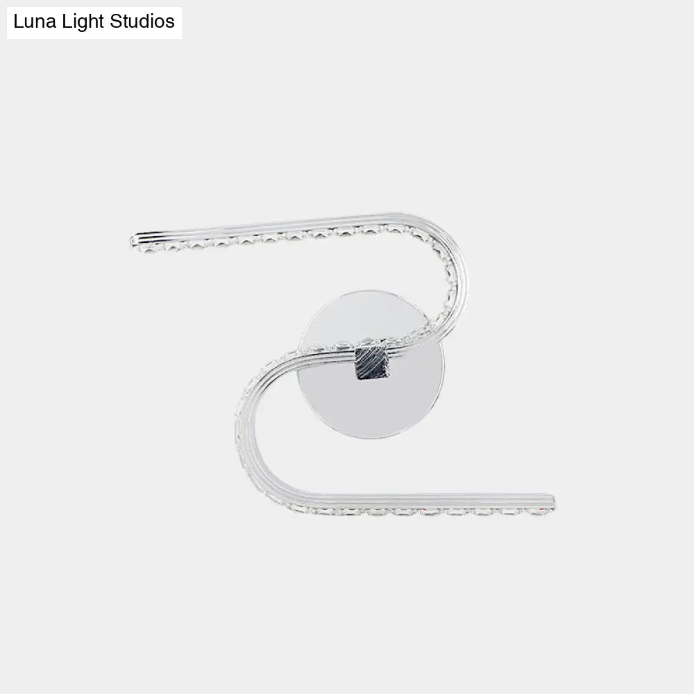 DecorBites™ Modern S-Shape Wall Mounted LED Bedside Sconce in Chrome with Acrylic Shade, Warm/White Light