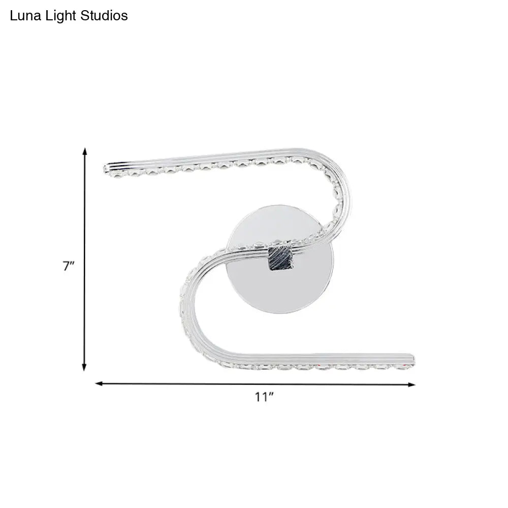 DecorBites™ Modern S-Shape Wall Mounted LED Bedside Sconce in Chrome with Acrylic Shade, Warm/White Light