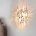 DecorBites™ Modern Silver Double-Layered Wall Sconce with Clear Crystal Accents - 2 Lights