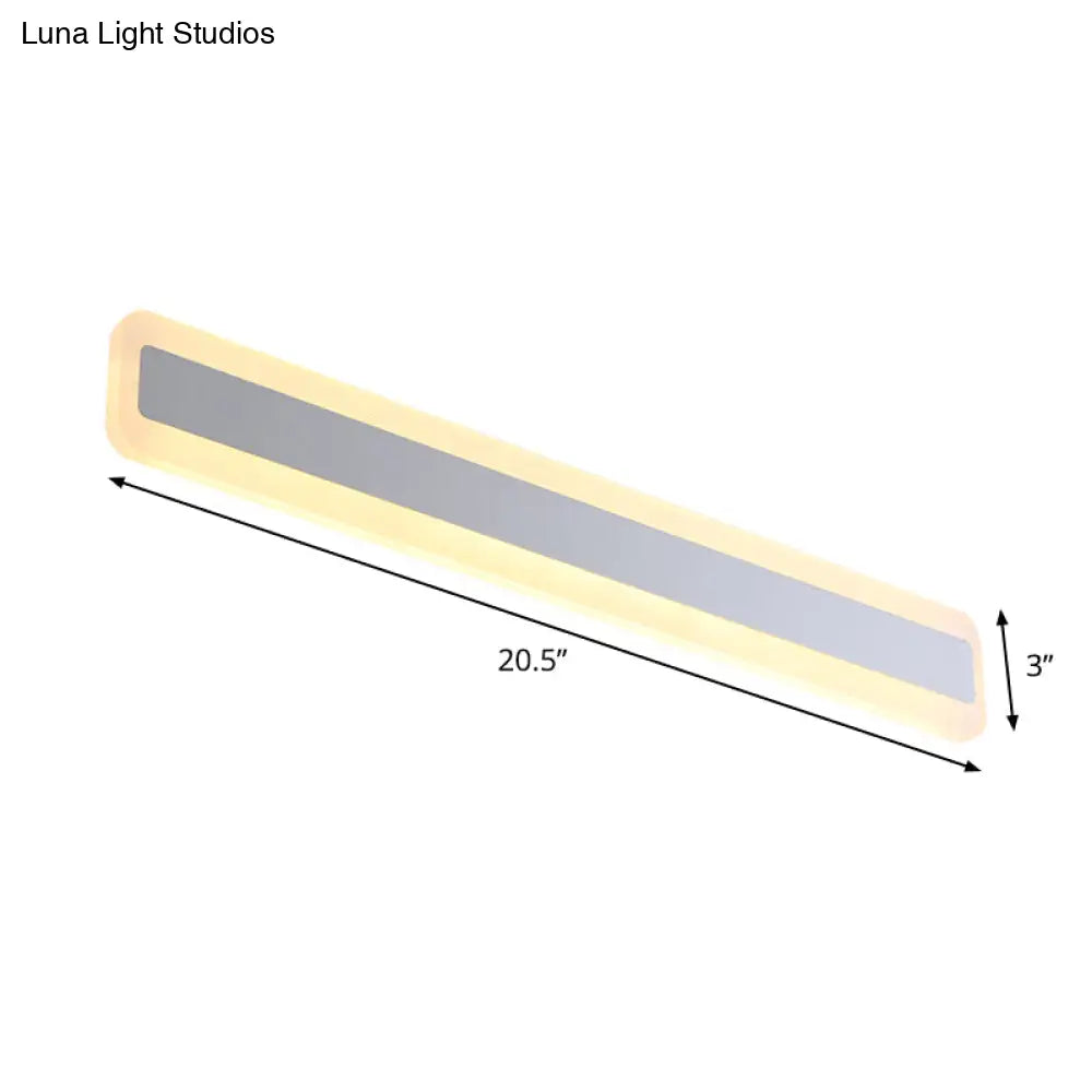 DecorBites™ Modern Silver LED Washbasin Wall Lighting Fixture - 16"/20.5" L, Elongated Metal Shade in Warm/White Light
