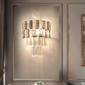 DecorBites™ Modern Smoke Gray Crystal Sconce: Layered Design, 2-Bulb Wall Mounted Light Fixture for Living Room
