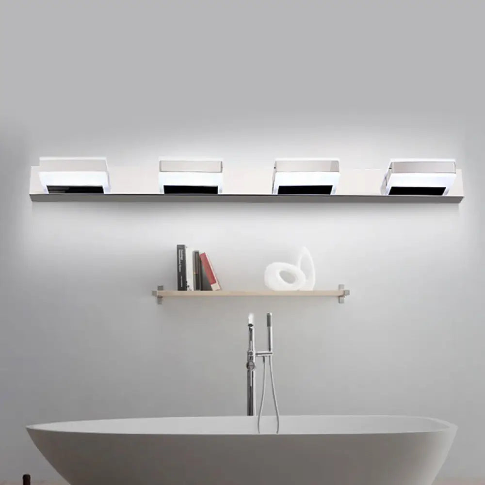 DecorBites™ Modern Square Acrylic Vanity Light with Chrome Wall Mount - Available in 1-4 Lights