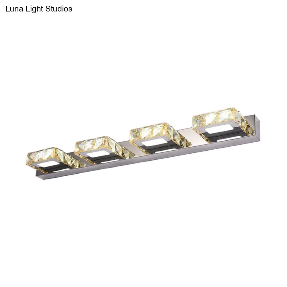 DecorBites™ Modern Stainless Steel Crystal Vanity Sconce - 3/4 Light Beveled Design for Round/Square Bathroom Wall Mount