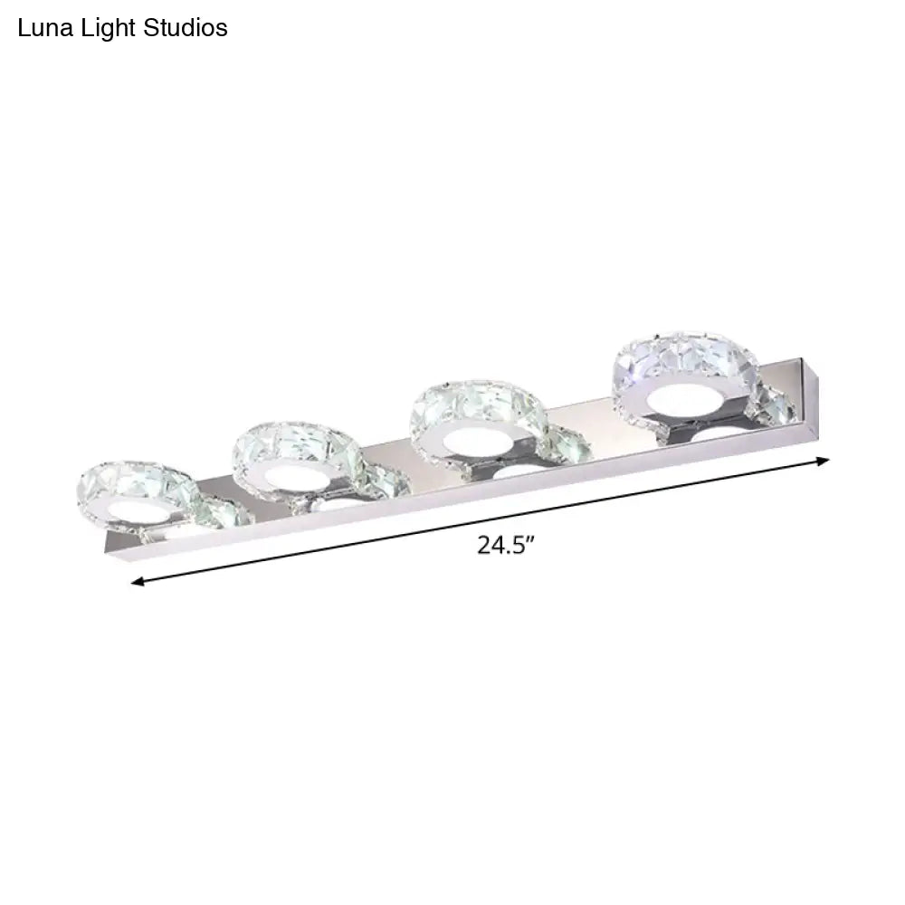 DecorBites™ Modern Stainless Steel Crystal Vanity Sconce - 3/4 Light Beveled Design for Round/Square Bathroom Wall Mount