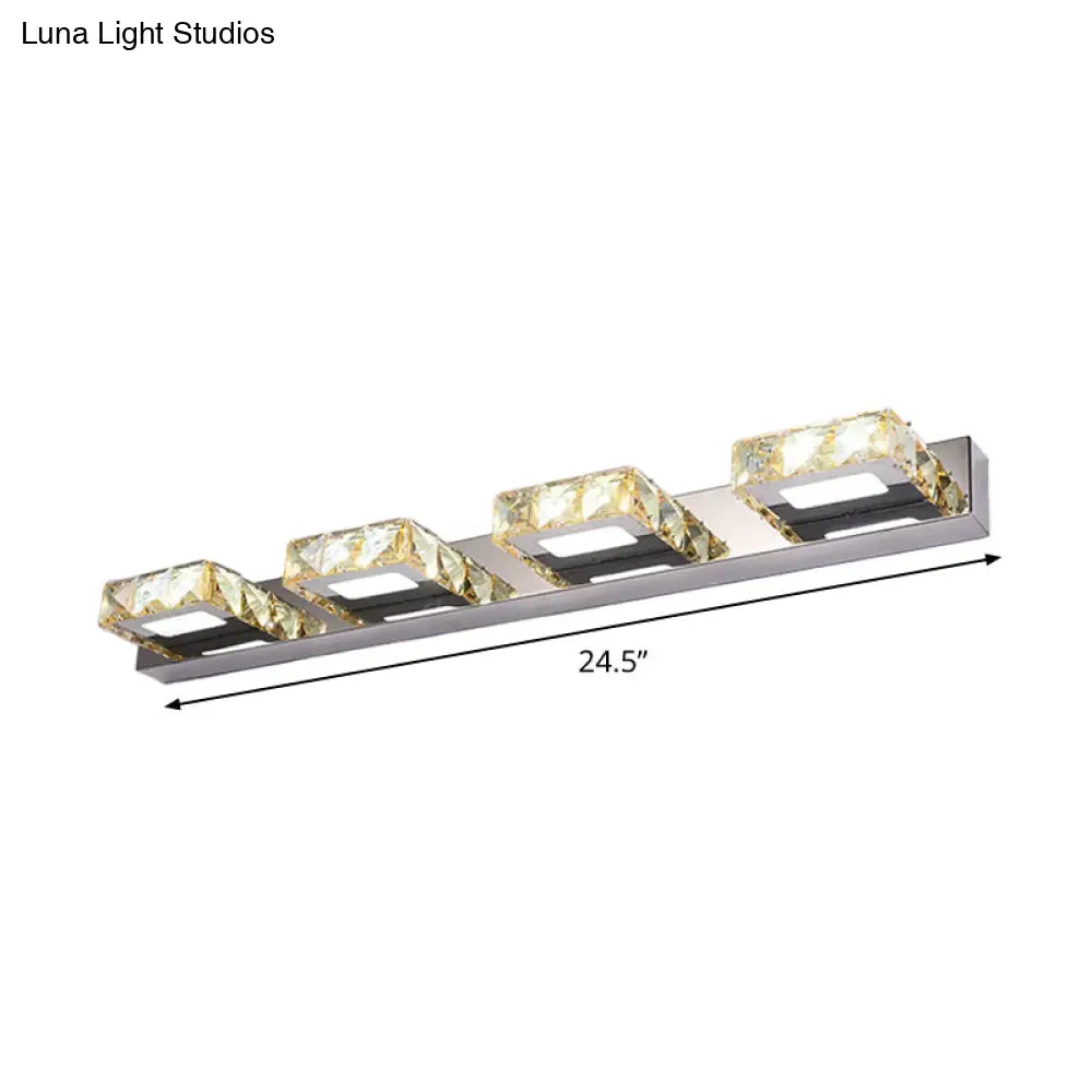 DecorBites™ Modern Stainless Steel Crystal Vanity Sconce - 3/4 Light Beveled Design for Round/Square Bathroom Wall Mount