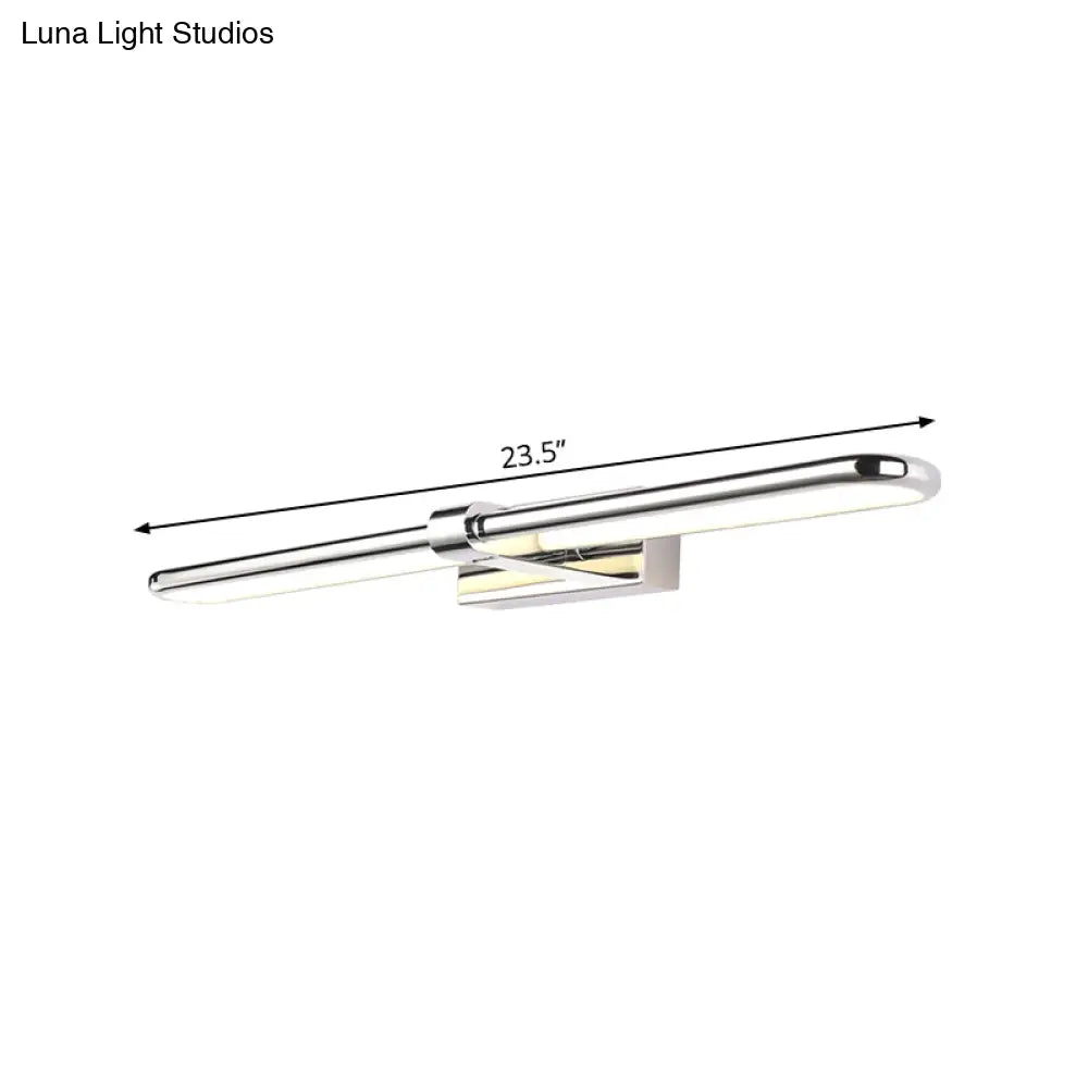 DecorBites™ Modern Stainless Steel LED Wall Lamp with Acrylic Oval Shade - Chrome Vanity Lighting Fixture, 16"/19.5" Width
