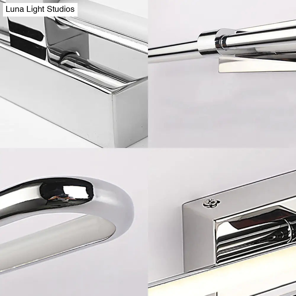 DecorBites™ Modern Stainless Steel LED Wall Lamp with Acrylic Oval Shade - Chrome Vanity Lighting Fixture, 16"/19.5" Width