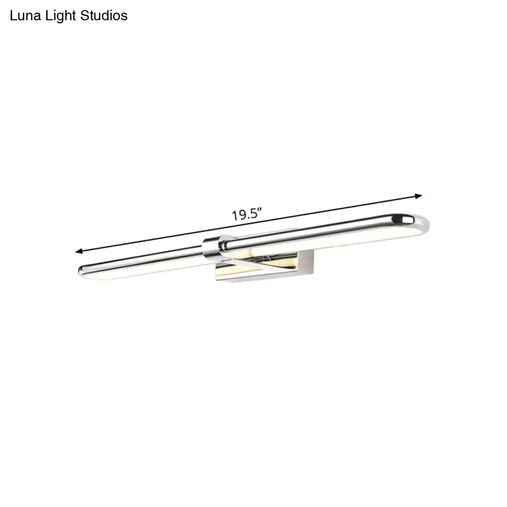 DecorBites™ Modern Stainless Steel LED Wall Lamp with Acrylic Oval Shade - Chrome Vanity Lighting Fixture, 16"/19.5" Width