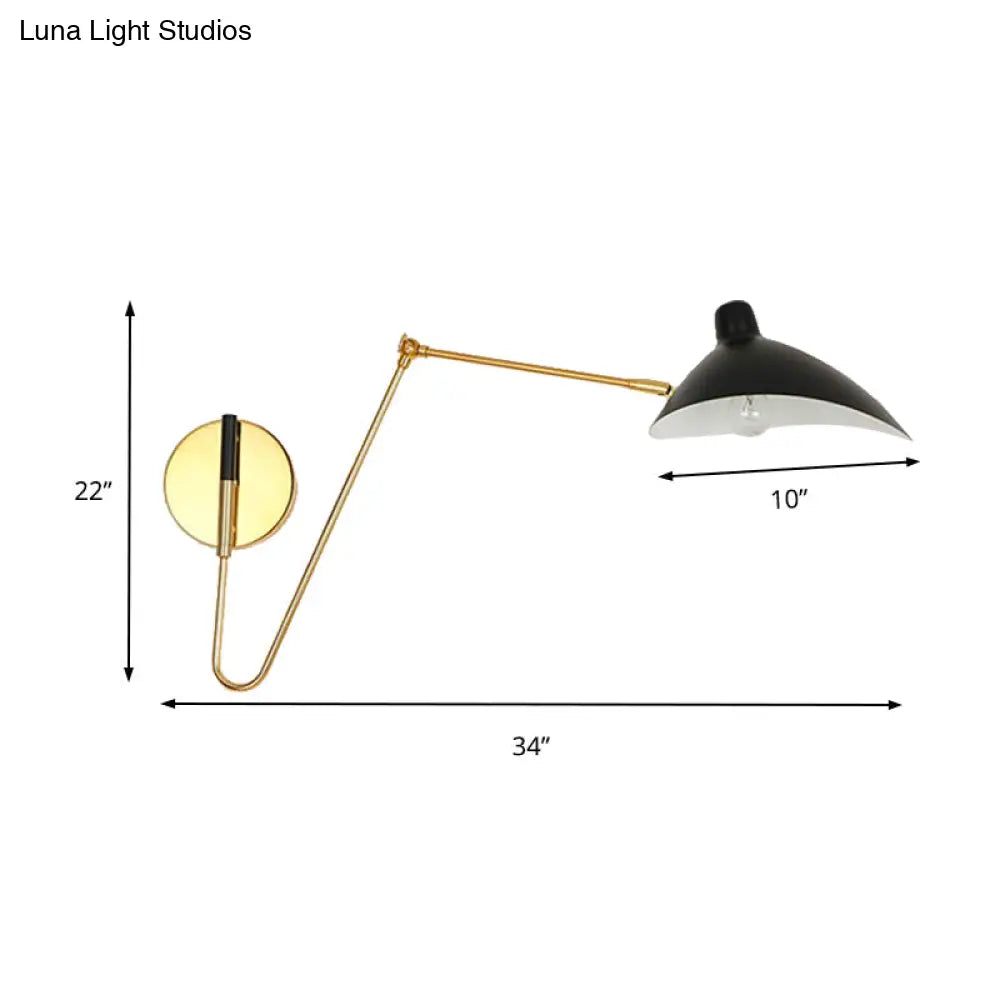 DecorBites™ Modern Style Duckbill Shade Wall Lamp with Metallic Finish, Black Sconce Lighting – Straight/Curved Arm