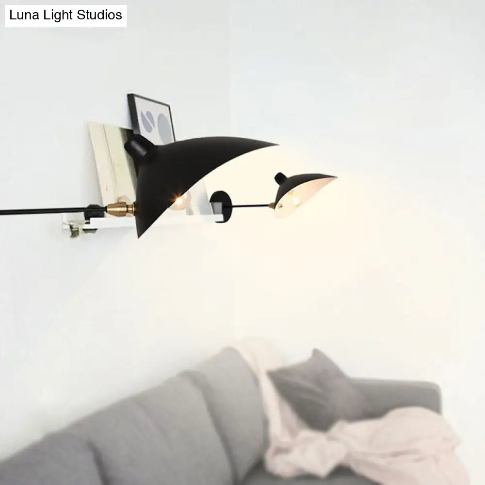 DecorBites™ Modern Style Duckbill Shade Wall Lamp with Metallic Finish, Black Sconce Lighting – Straight/Curved Arm