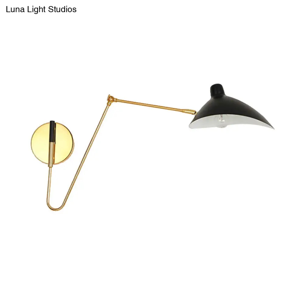 DecorBites™ Modern Style Duckbill Shade Wall Lamp with Metallic Finish, Black Sconce Lighting – Straight/Curved Arm