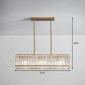 DecorBites™ Modern Style Gold Crystal Island Pendant Light Fixture - Tri-Prism Crystal Rectangle Ceiling