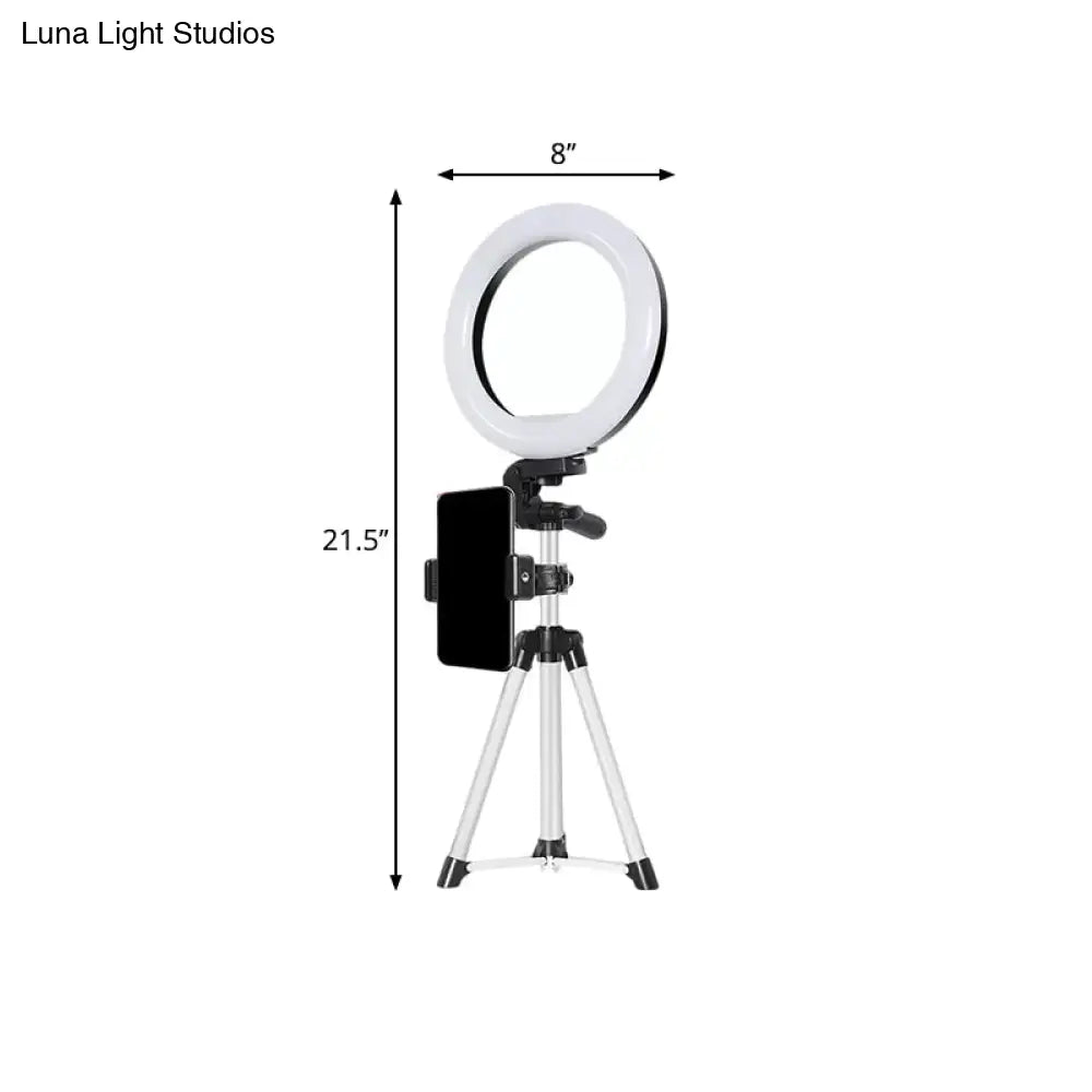 DecorBites™ Modern Style USB LED Fill Flash Light with Tripod Design - Circle Metallic Vanity Lighting (Black)