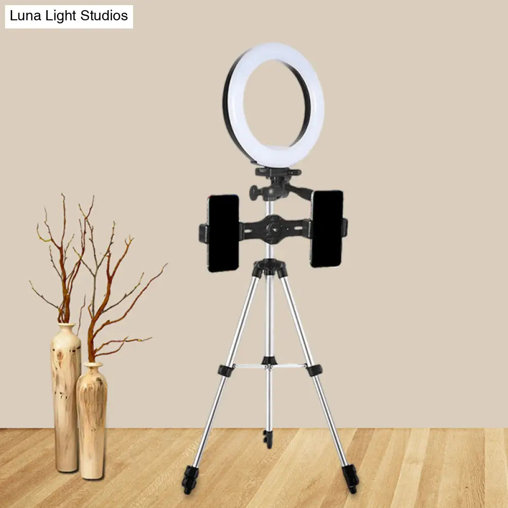 DecorBites™ Modern Style USB LED Fill Flash Light with Tripod Design - Circle Metallic Vanity Lighting (Black)