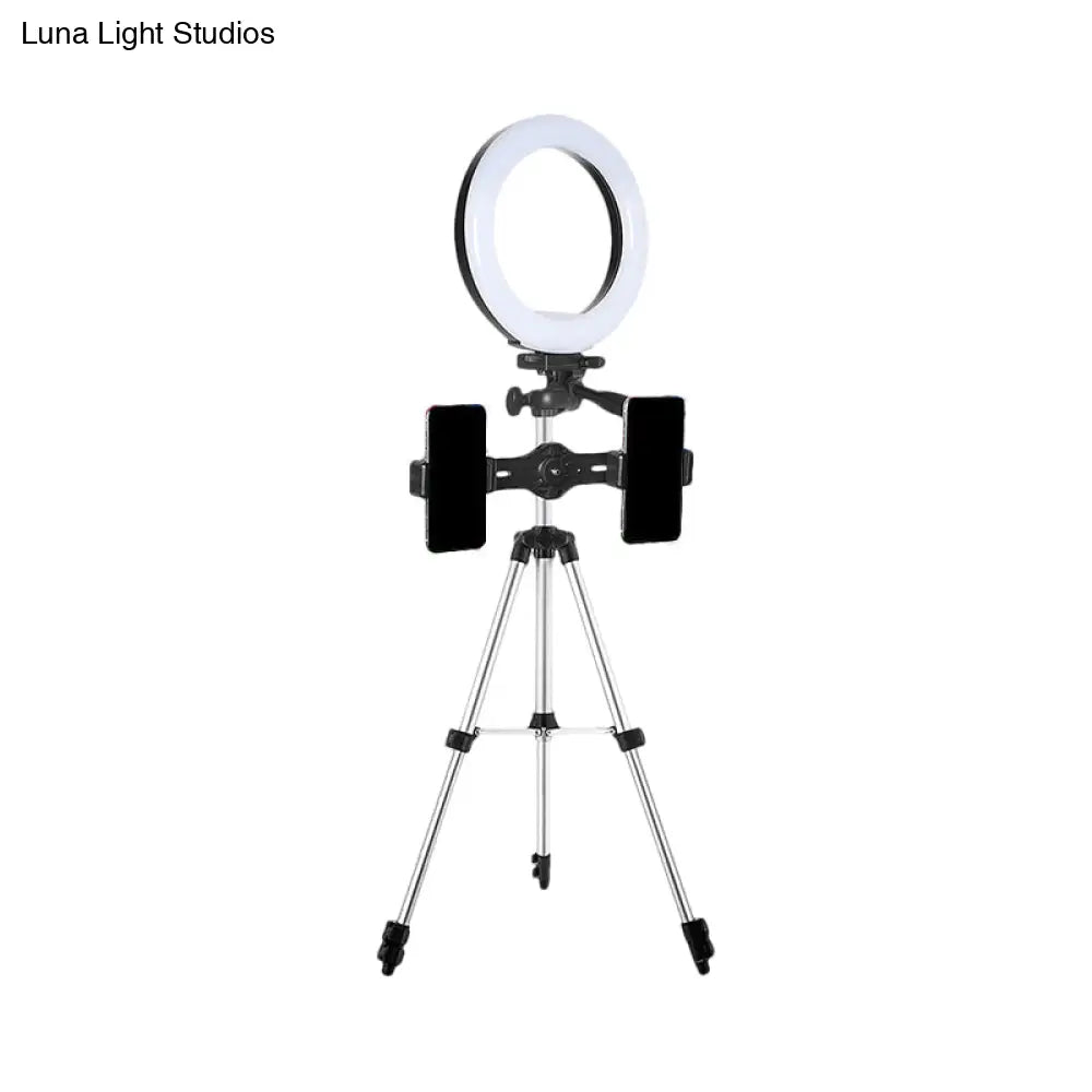 DecorBites™ Modern Style USB LED Fill Flash Light with Tripod Design - Circle Metallic Vanity Lighting (Black)