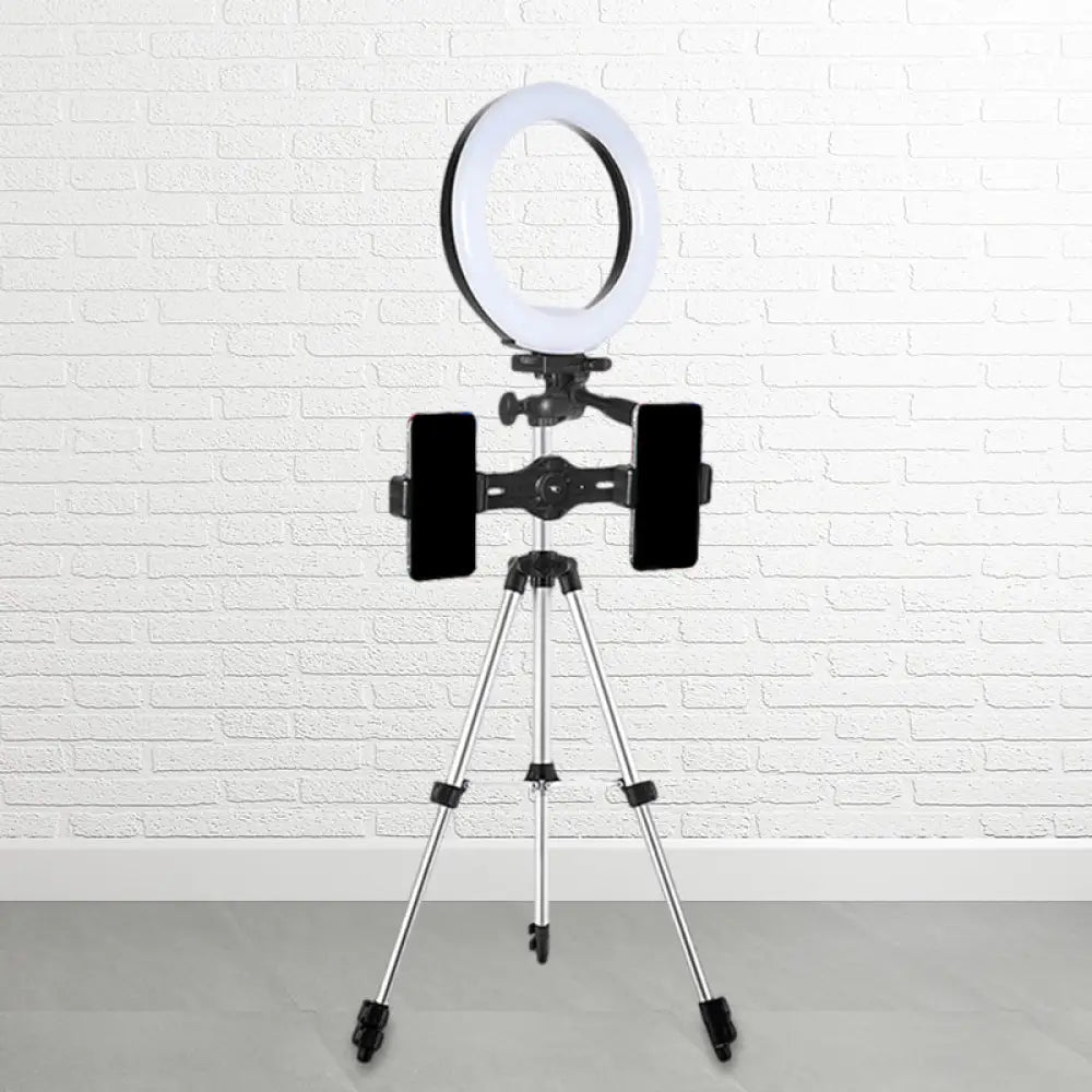 DecorBites™ Modern Style USB LED Fill Flash Light with Tripod Design - Circle Metallic Vanity Lighting (Black)