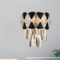 DecorBites™ Modern Surface Wall Lamp Fixture - Cut Crystal Ovals Sconce Light with Black Finish, Tapered 3 Heads