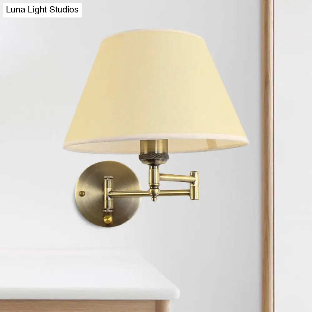 DecorBites™ Modern Swing Arm Paper Wall Mount Lamp with Shade - 1 Light White/Beige Sconce for Living Room