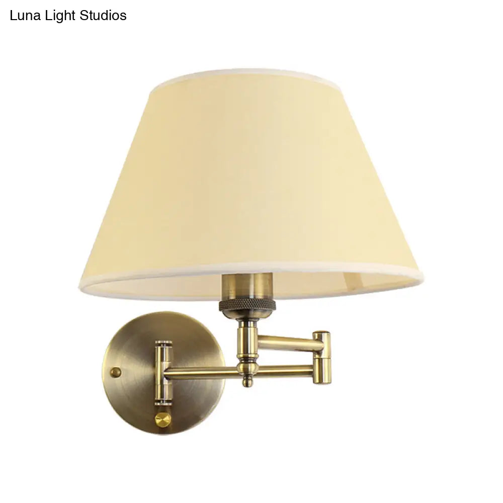 DecorBites™ Modern Swing Arm Paper Wall Mount Lamp with Shade - 1 Light White/Beige Sconce for Living Room