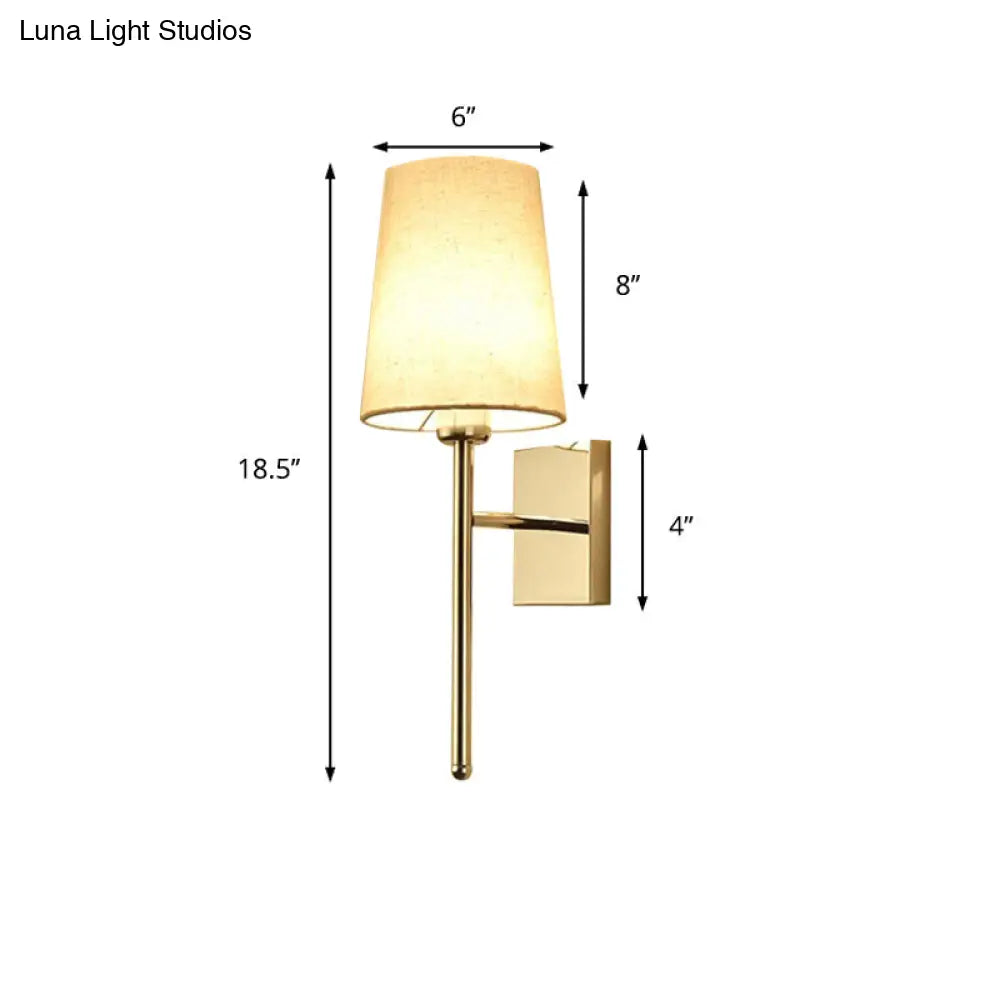DecorBites™ Modern Tapered Wall Sconce with Fabric Shade, Chrome Finish - LED Bedside Lighting