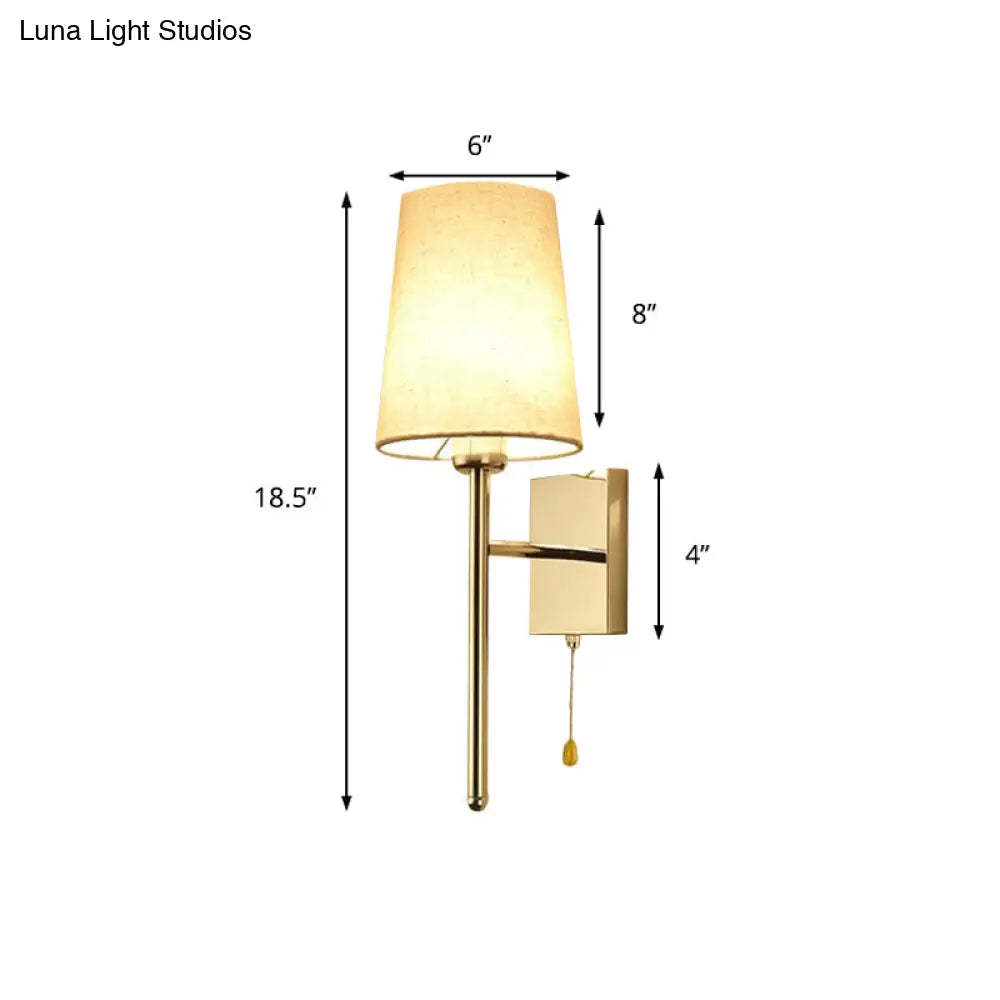 DecorBites™ Modern Tapered Wall Sconce with Fabric Shade, Chrome Finish - LED Bedside Lighting