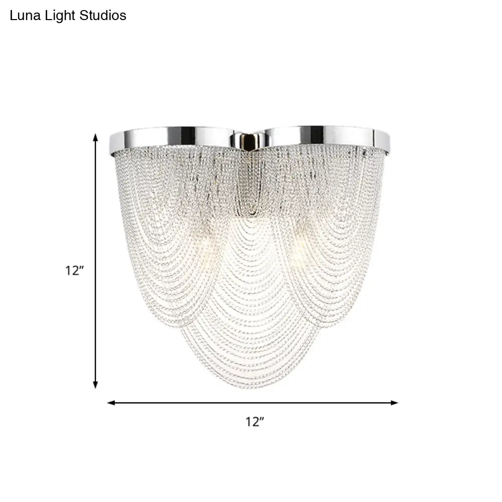 DecorBites™ Modern Tassel Wall Light with 2 Aluminum Lights in Chrome Finish for Bedroom
