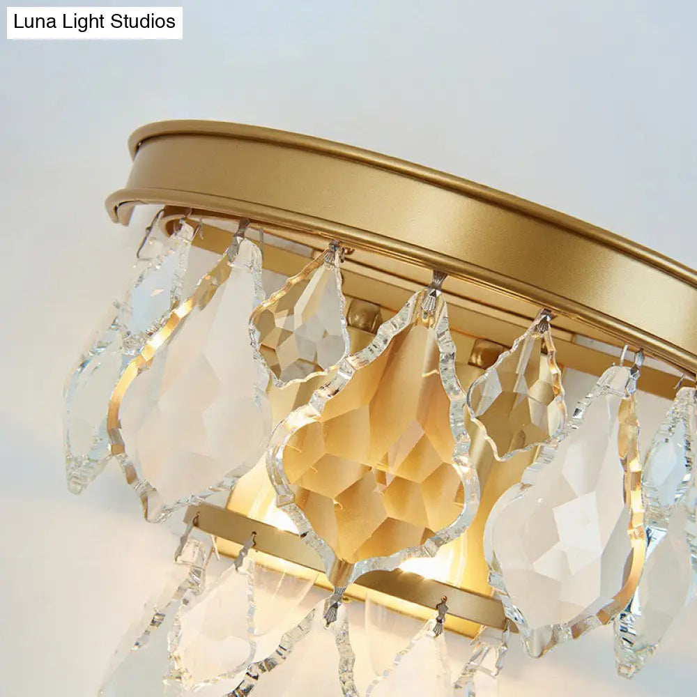 DecorBites™ Modern Tiered Sconce Light with Cut-Crystal Accents - Sleek Bedside Wall Mount Fixture (2 Bulbs)