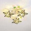 DecorBites™ Modern Tiffany Stained Glass Flush Mount Ceiling Light with 3 Star-Shaped Heads in Vibrant Multicolor