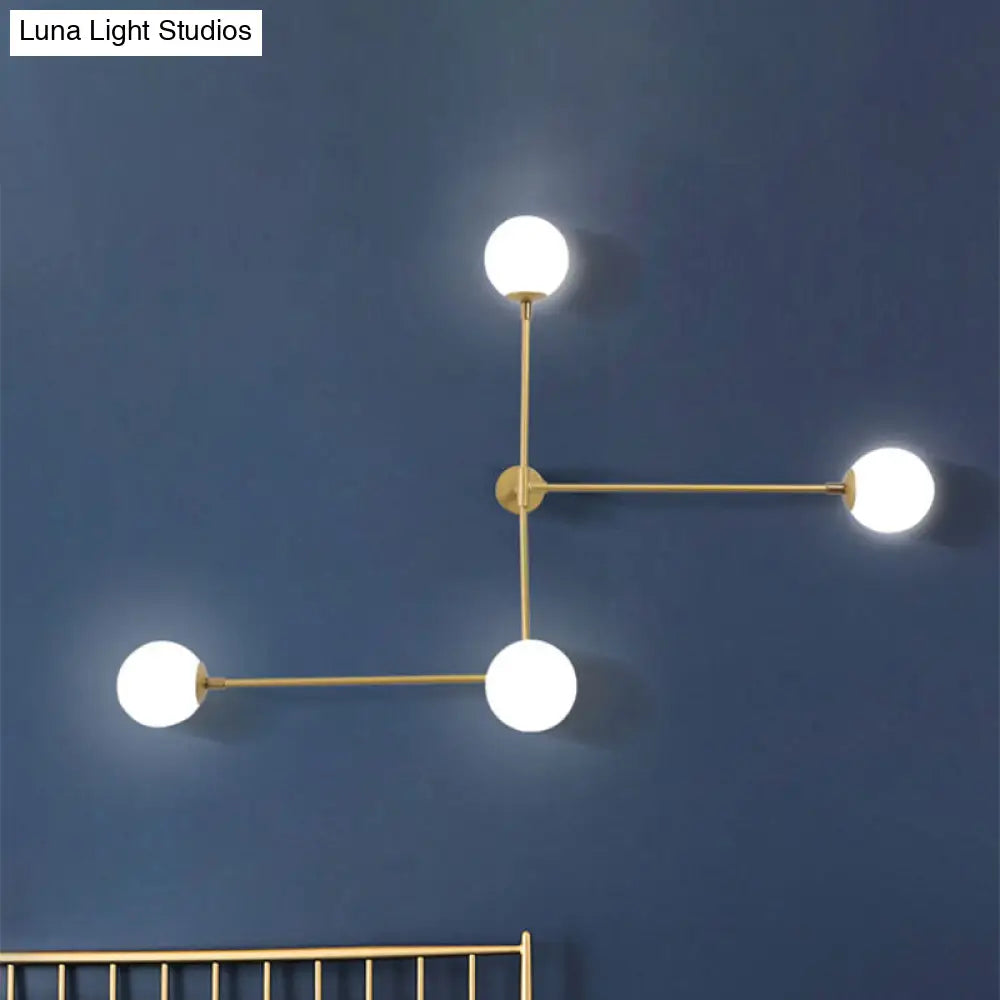 DecorBites™ Modern Wall Lamp with Crossed Lines, Glass Shade, Black/Gold Finish - 2/4 Lights