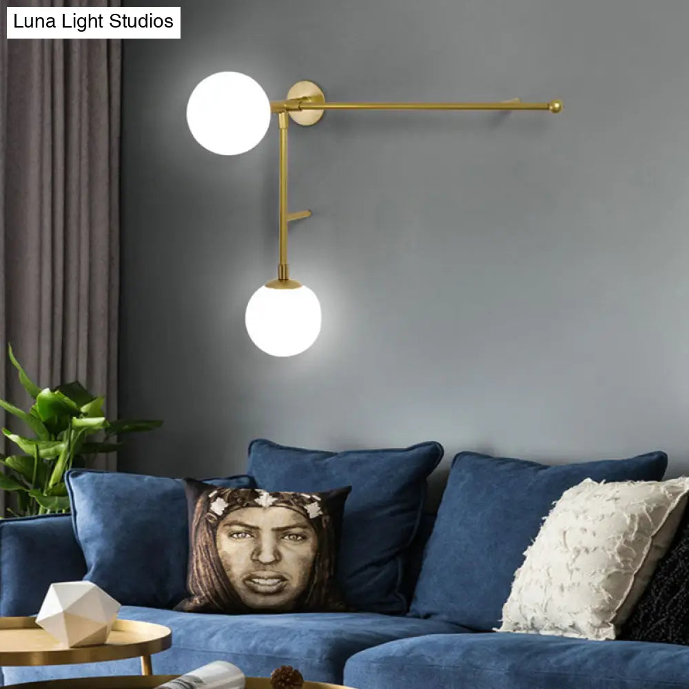 DecorBites™ Modern Wall Lamp with Crossed Lines, Glass Shade, Black/Gold Finish - 2/4 Lights