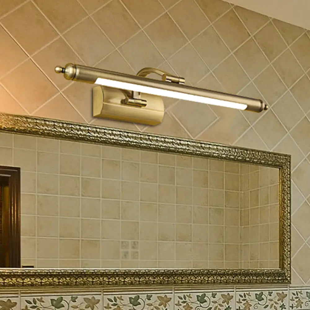 DecorBites™ Modern Wall-Mounted LED Vanity Lamp in Brass Finish - Straight Mirror Cabinet Light Fixture