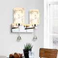 DecorBites™ Modern White Glass Cylinder Wall Sconce with 2 Bulbs, Chrome Finish and Elegant Flower Pattern
