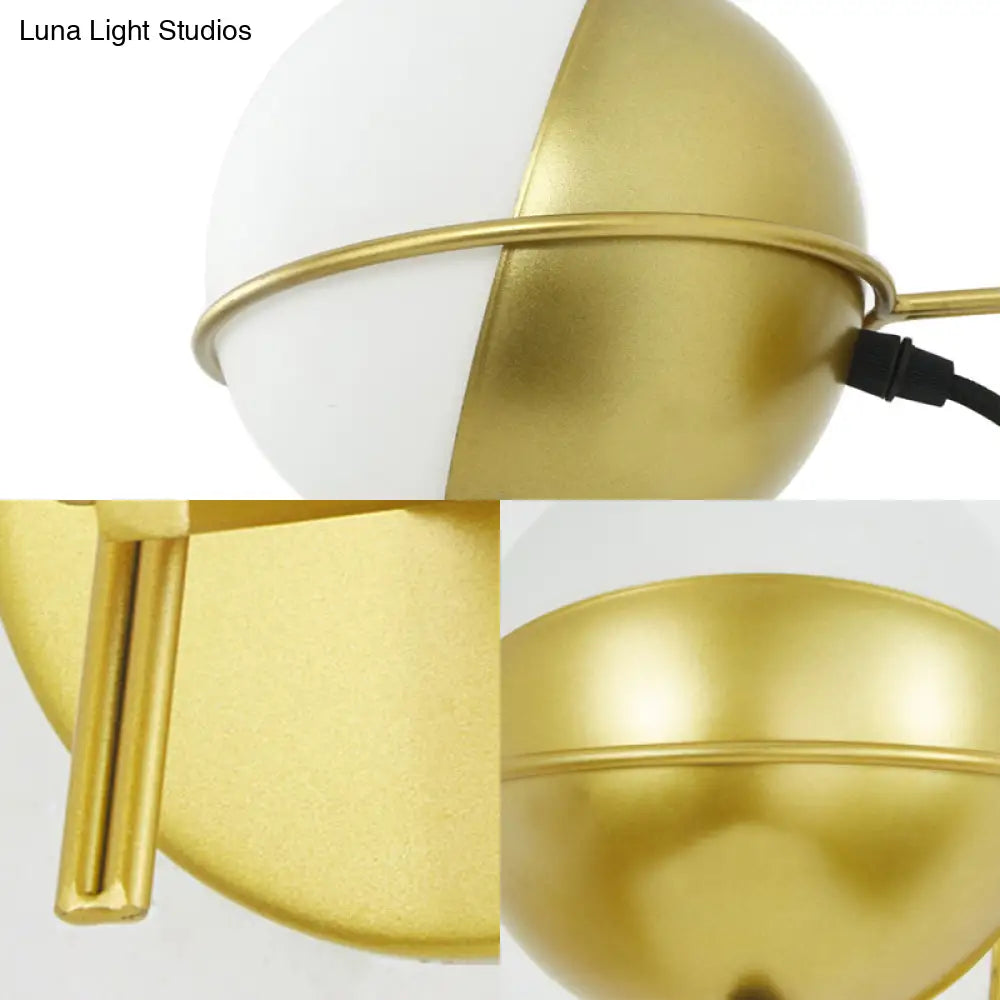 DecorBites™ Modern White Glass Globe Wall Sconce with Golden Mount