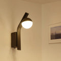 DecorBites™ Modern White Glass LED Orb Sconce Light for Stairway Wall with Metal Arm