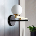 DecorBites™ Modern White Glass Sphere Wall Lighting with Gold LED - Single Light Wall Mounted Fixture