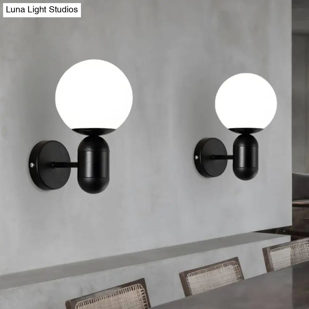 DecorBites™ Modern White Wall Lamp with Globe Shade, Capsule Body - Metal & Glass Wall Light for Meeting Room