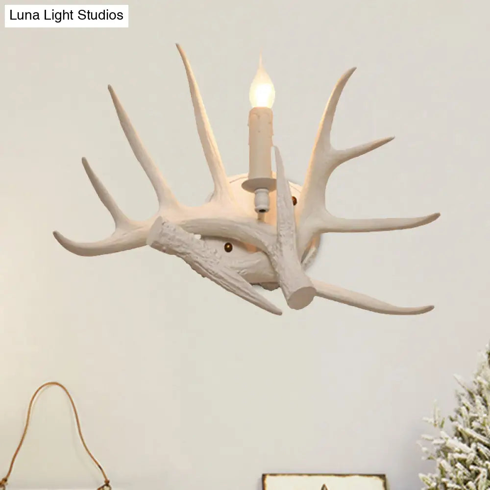 DecorBites™ Modern White Wall Sconce with Antler Resin Shade for Living Room Lighting