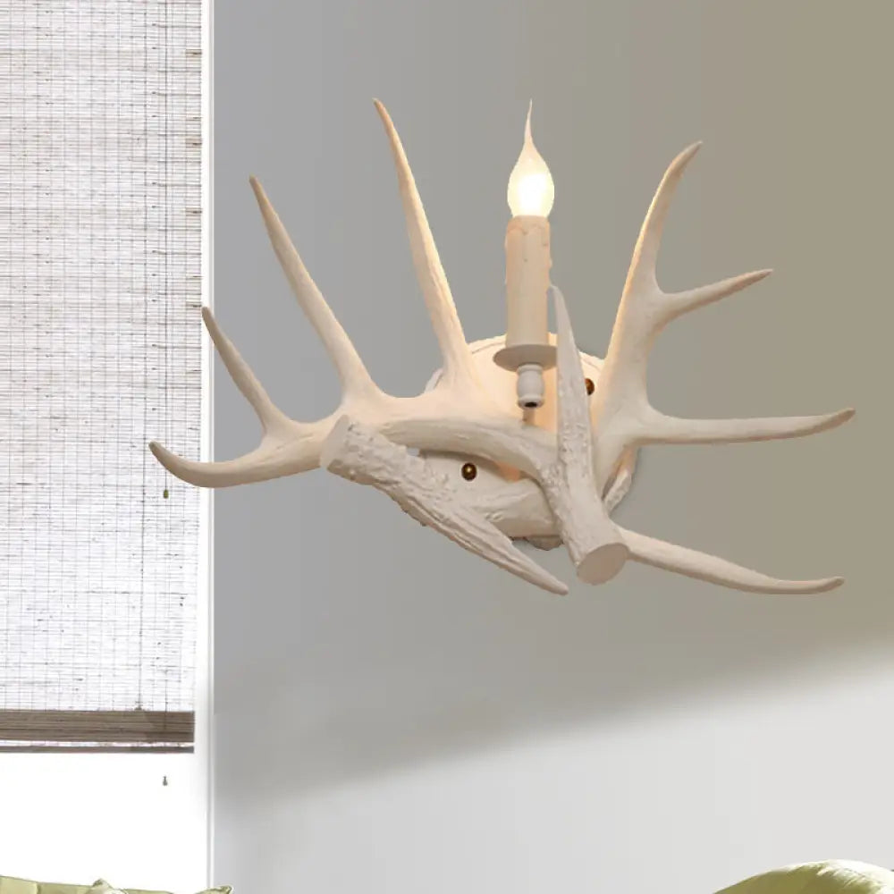DecorBites™ Modern White Wall Sconce with Antler Resin Shade for Living Room Lighting